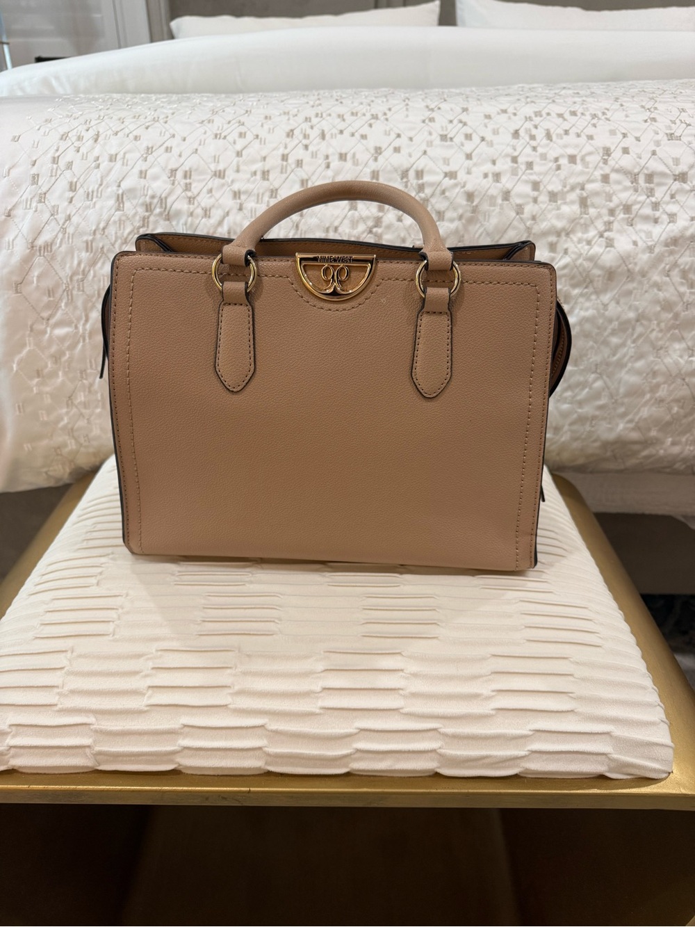 Structured Top-Handle Satchel in Taupe